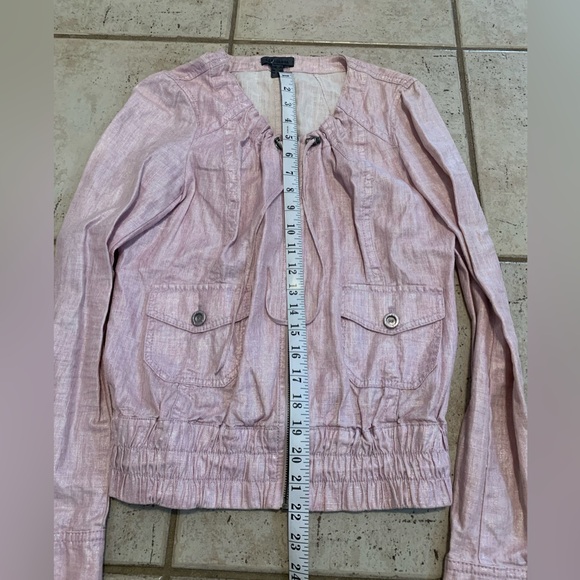 Casual Bandolera Pink Metallic Linen Zip Jacket - Size 10/12 - Picture 6 of 8